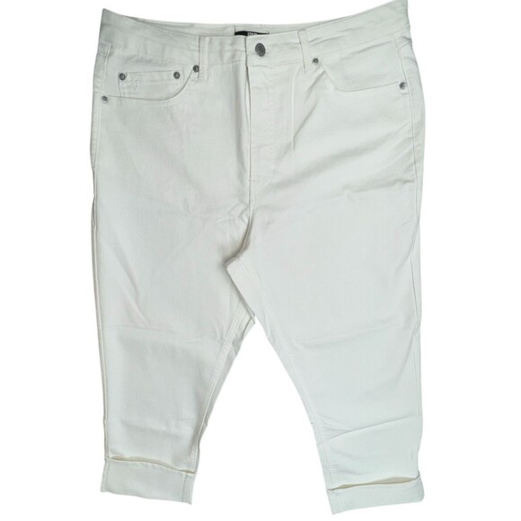 Frye High Rise Cropped Pants Size 16 16/34 Ivory White Denim Jeans Ankle New - Picture 1 of 13